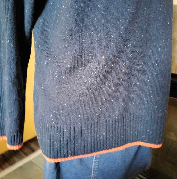 J Jill Blue Sweater Academia Orange Trim Petite small - Picture 3 of 7